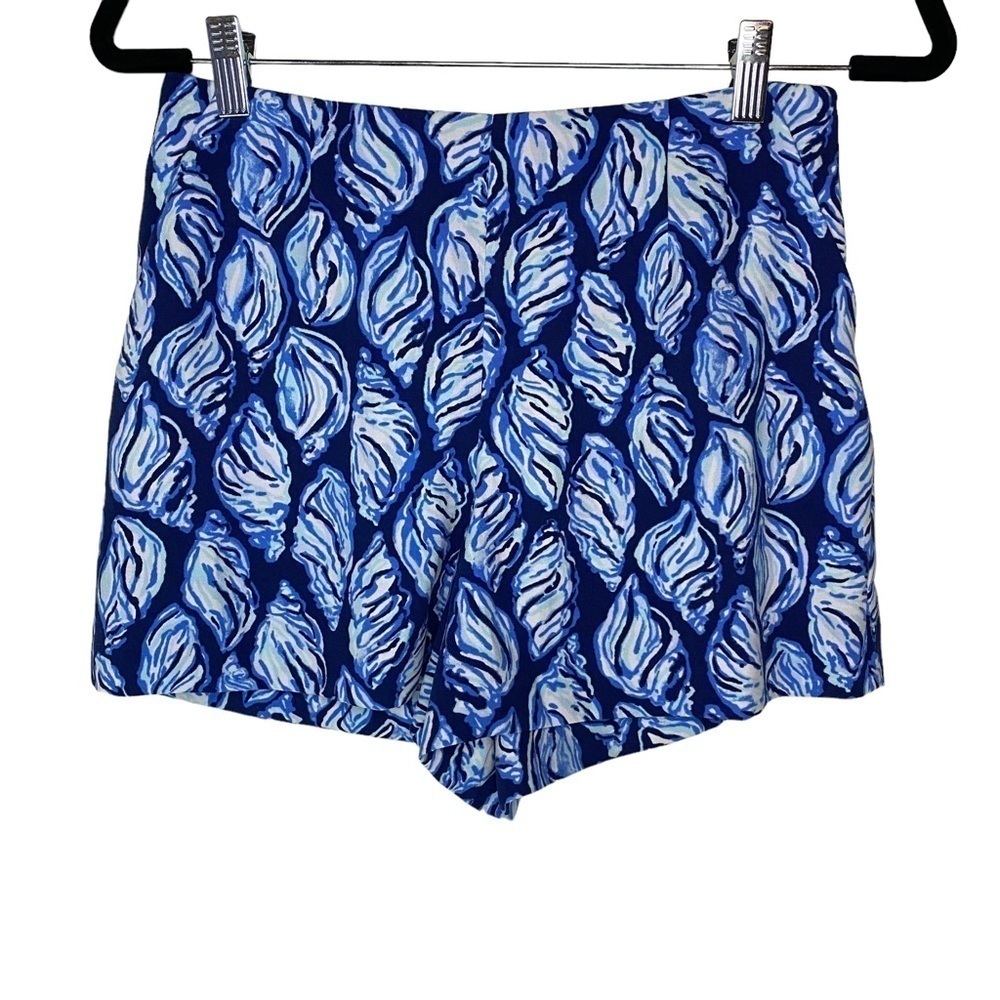 Lilly Pulitzer Kailen Shorts‎ Seashell White Navy Blue 2
